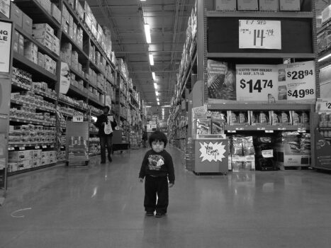Small Boy in Store, Montclair, NJ (b/w)
