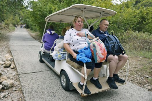Sunburnt Woman in Golfcart, Lopud, Croatia