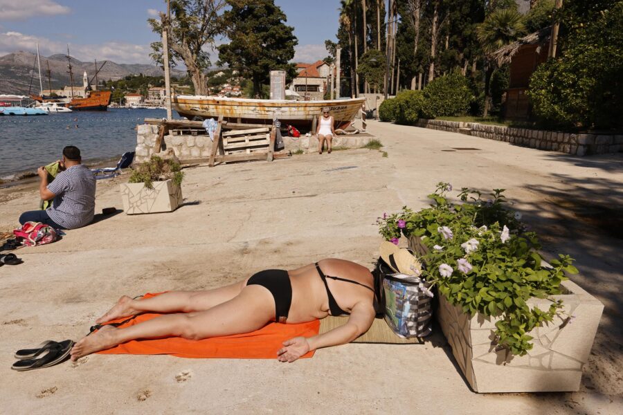 Woman Lying in Sun, Lopud, Croatia